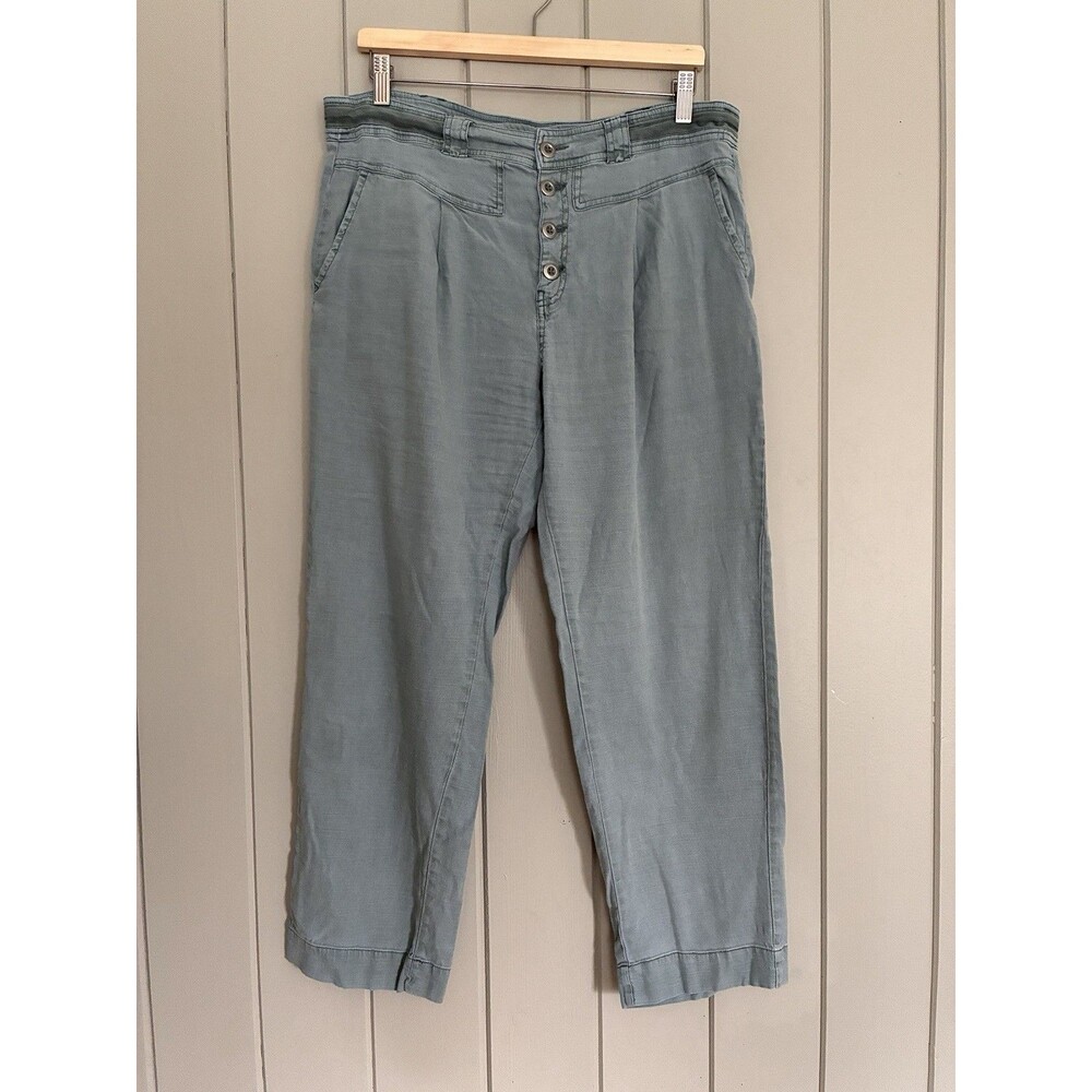 Sundance Quinn Linen Blend Lagenlook Womens High Rise Pleated Chino Pants 12